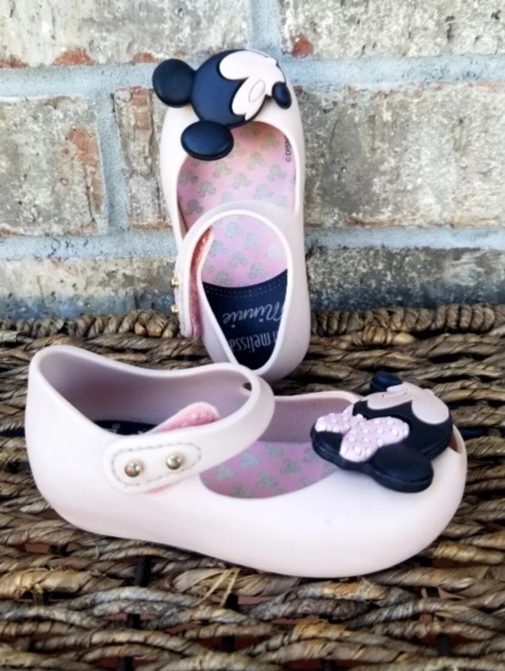 Mini Melissa Disney Mickey Minnie Mouse PINK Mary Jane Shoes (GirlsUS C6 EUR 21)